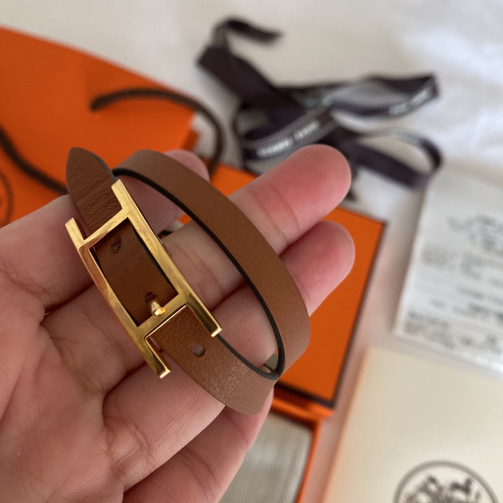 Hermes Behapi Double Tour Leather Bracelet